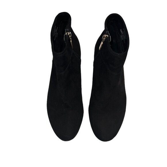 ASOS ACTON Flat Ankle Boots Bootie Women Size 6 Black Suede Side Zipper Preowned - Picture 2 of 11